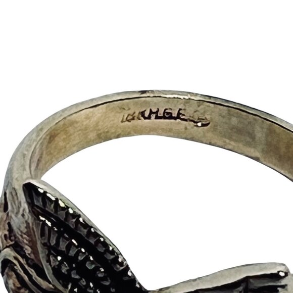 Vintage 18k HGE Men's Flying Eagle Ring (R415) - Picture 7 of 8